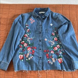 MadewellFloral Embroidered Denim Shirt